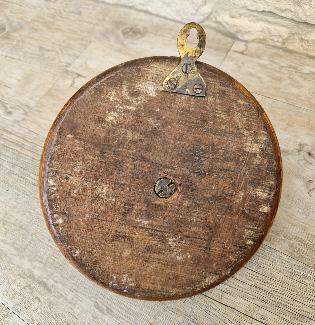 Antique Brass Stag Oak Roundel Wall Mounted Dinner Gong & Hand Turned Striker