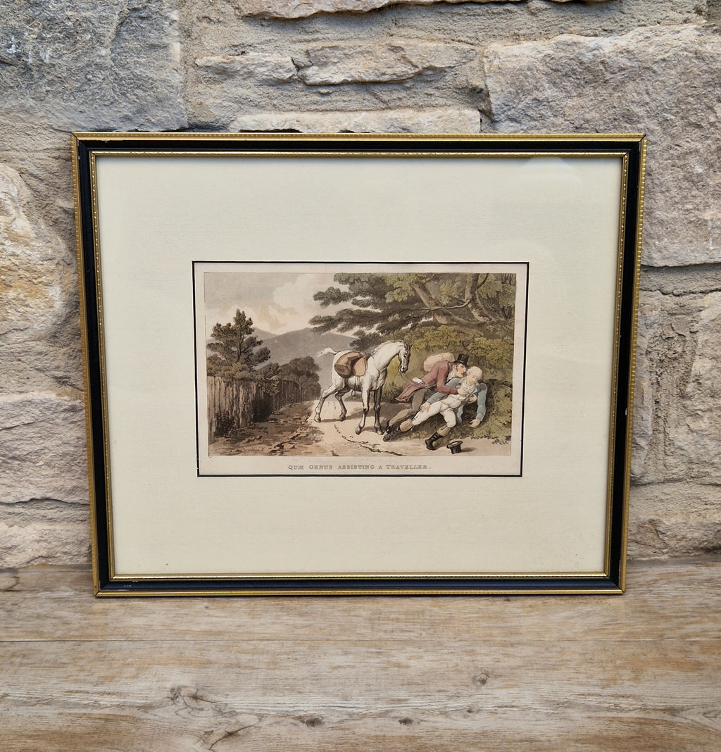 Thomas Rowlandson Lithograph Print 'Quae Genus Assisting A Traveller' Framed Wall Art