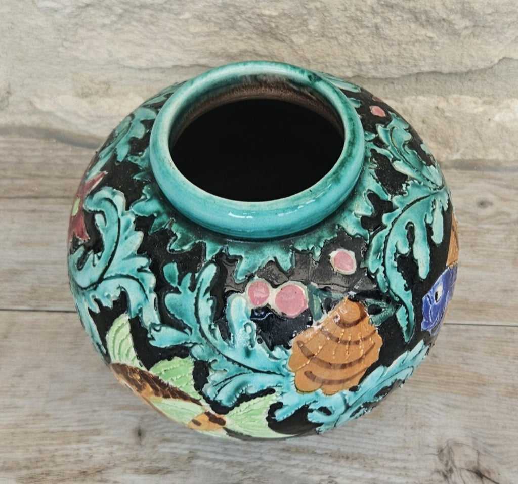 Midcentury Fish Art Vase Colourful Cerart Monaco Marine Decor 12cm Tall
