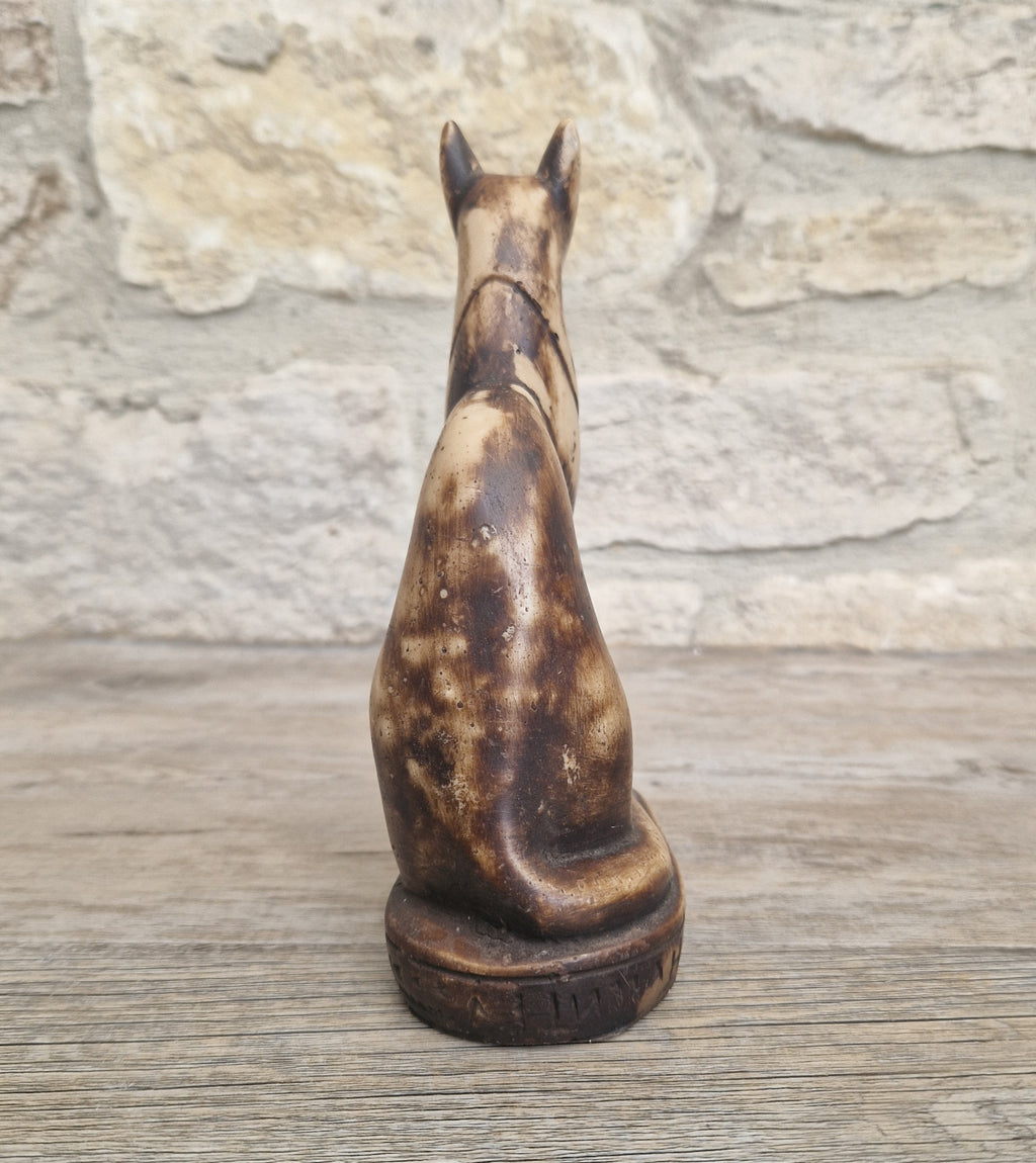 Vintage Hand Carved Stone Bastet Cat Figurine - Egyptian Goddess Ornament