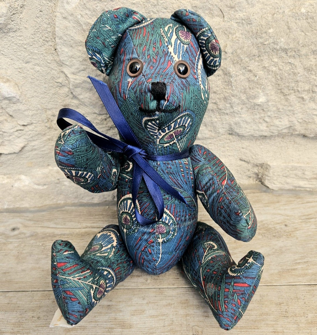 Original Vintage Decorative Liberty London Teddy Bear Ianthe Print Moveable joints 17cm