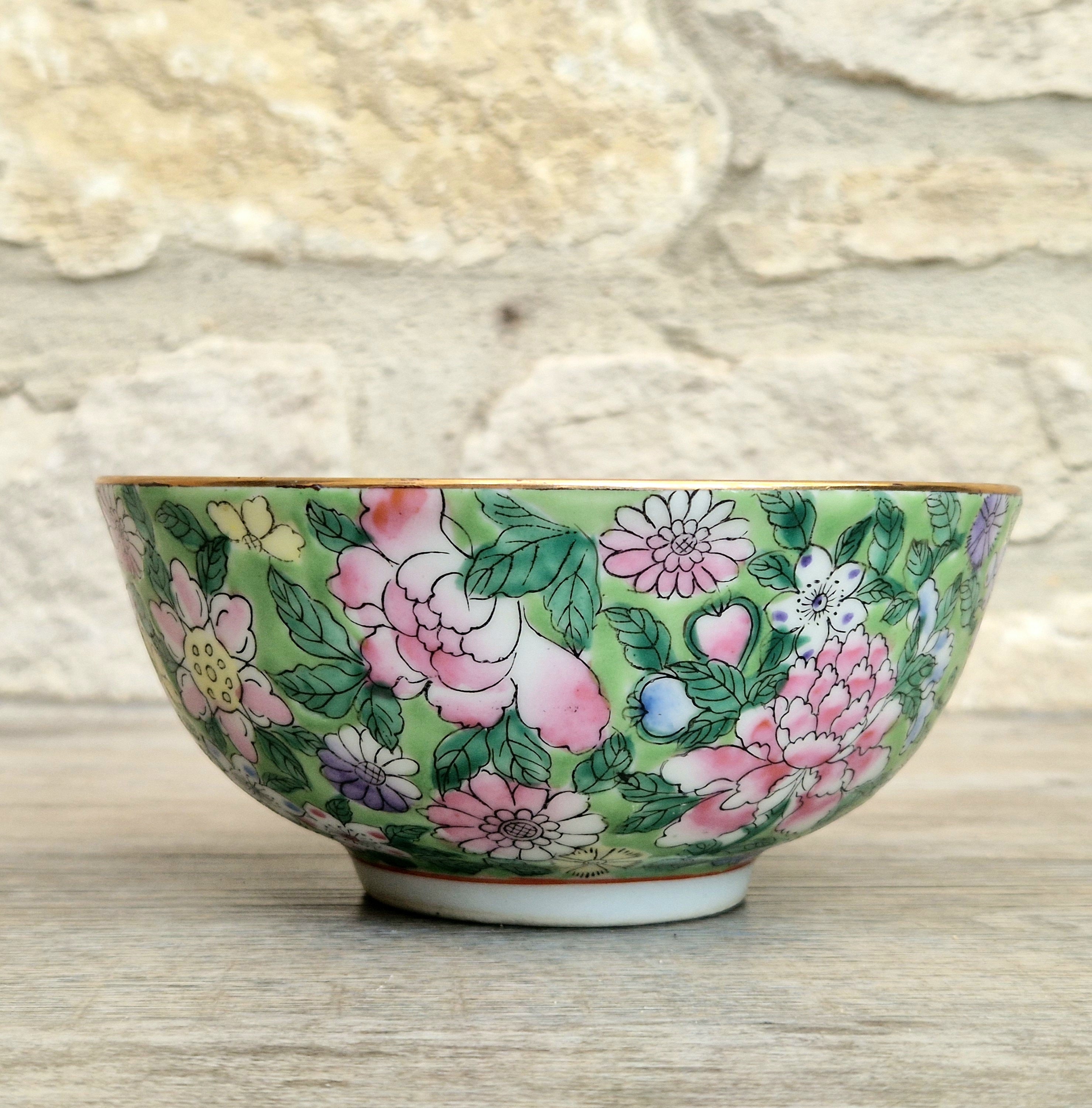 Chinese Republic Period 'Mille Fleur' Porcelain Bowl All-Over Hand-Painted Famille Rose 6" Decorative Bowl