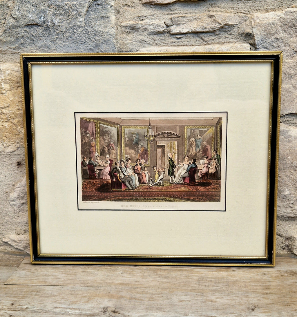 Thomas Rowlandson Lithograph Print 'Quae Genus, Gives A Grand Party' Framed Wall Art