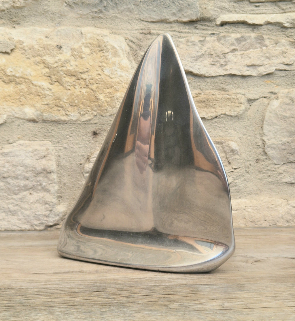 Vintage Hoselton Sailboat Stylised Aluminium Sculpture Signed Minimalist Nautical Decor