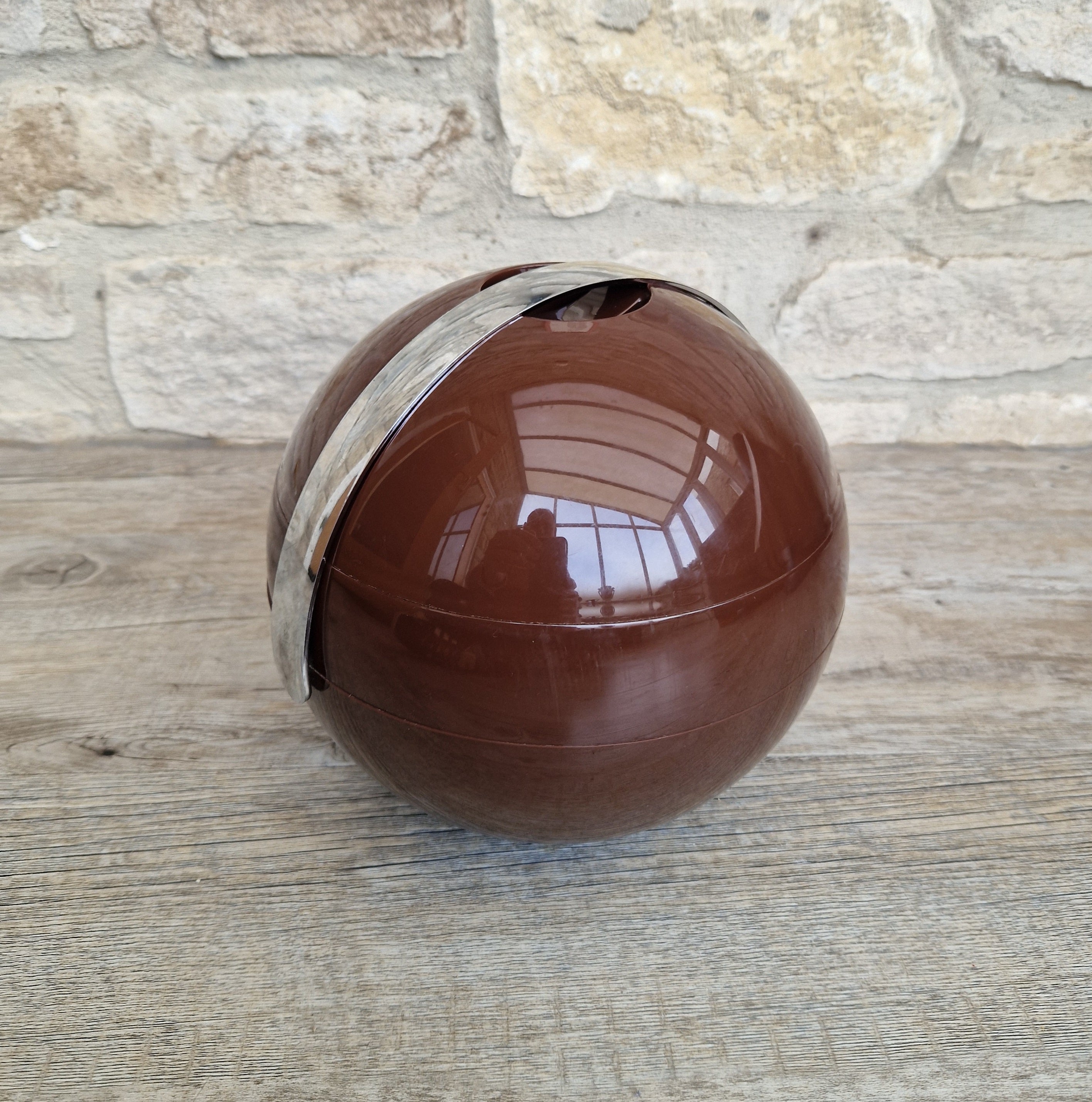 Vintage Guzzini Deep Brown Stella Ice Bucket Designed by Paolo Tilche 1970s