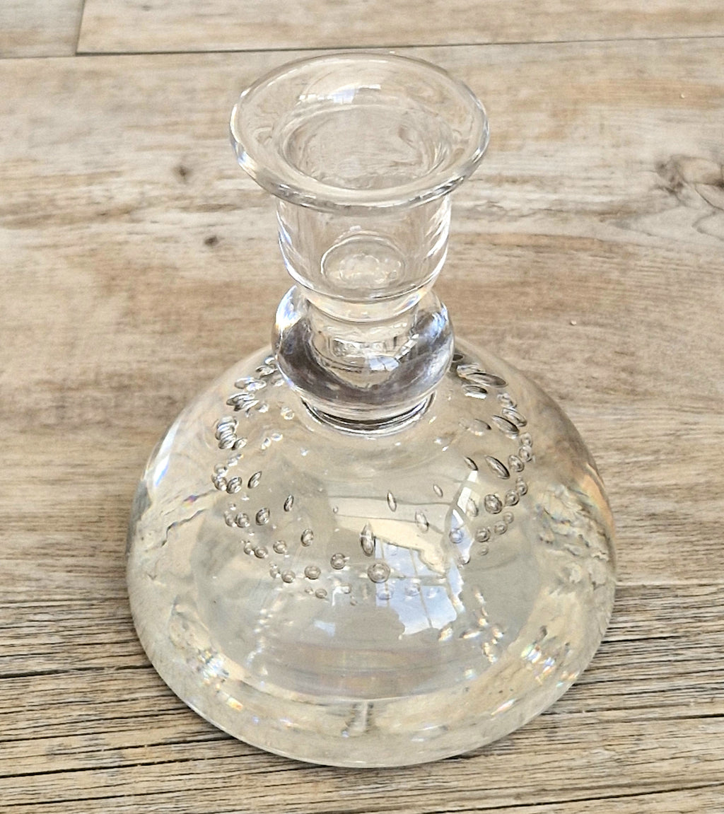 Rare Whitefriars 1940s Clear Controlled Bubble Candlestick 9318 William Wilson