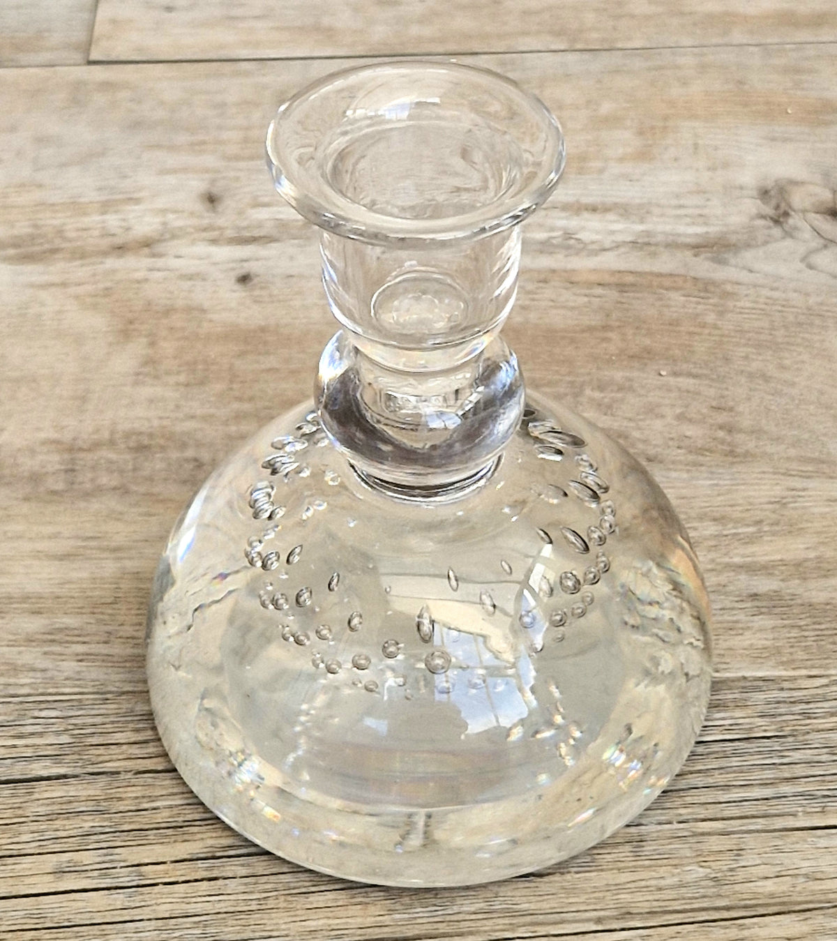 Rare Whitefriars 1940s Clear Controlled Bubble Candlestick 9318 William Wilson