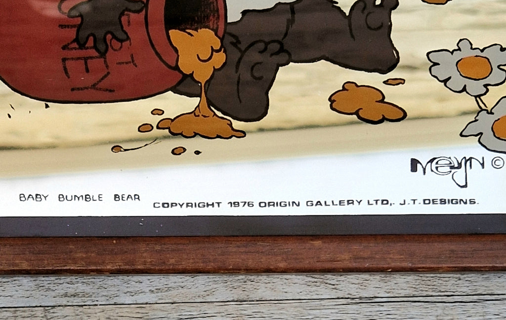 Vintage 1976 Baby Bumble Bear Printed Wall Mirror Retro Nursery Art 32cm x 24.5cm