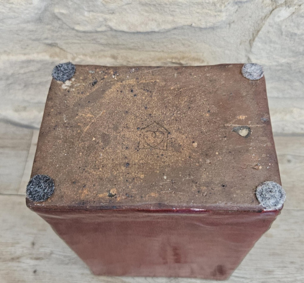 Mcm Habitat Rectangular Redware Glazed Chimney Vase Stoneware 19cm Tall