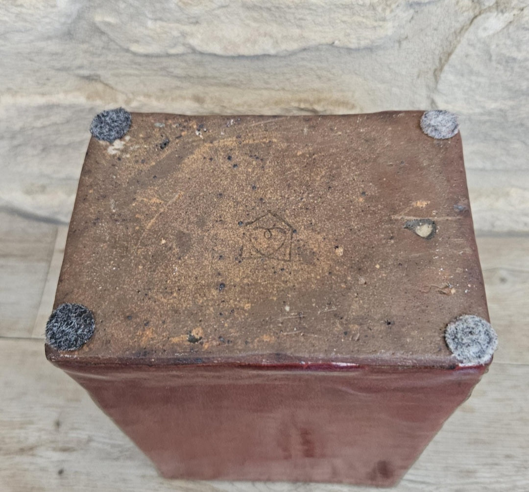 Mcm Habitat Rectangular Redware Glazed Chimney Vase Stoneware 19cm Tall