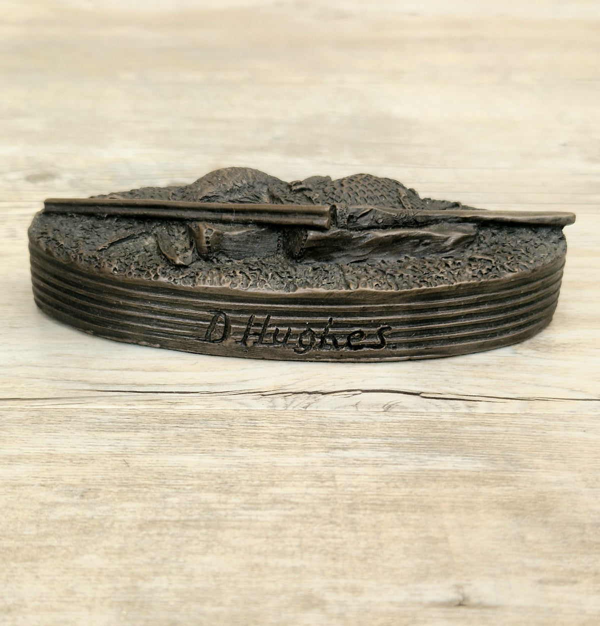 David Hughes Cold Cast Resin Paperweight Hunting Apparel Bag & Pheasant Collectors Desk Ornament.
