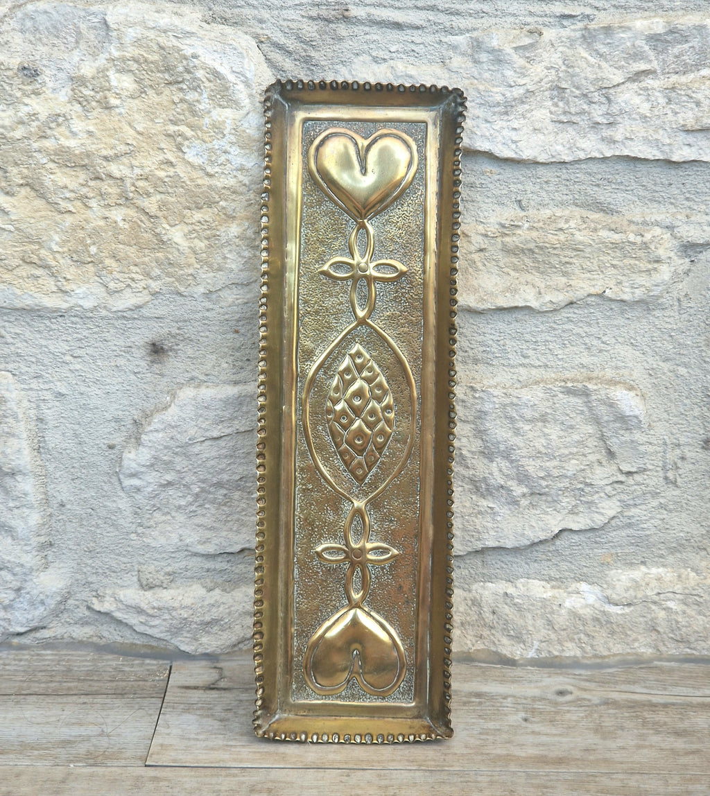 Antique Glasgow School Brass Pen Tray Margaret Gilmour Style Arts & Crafts Art Nouveau Tray