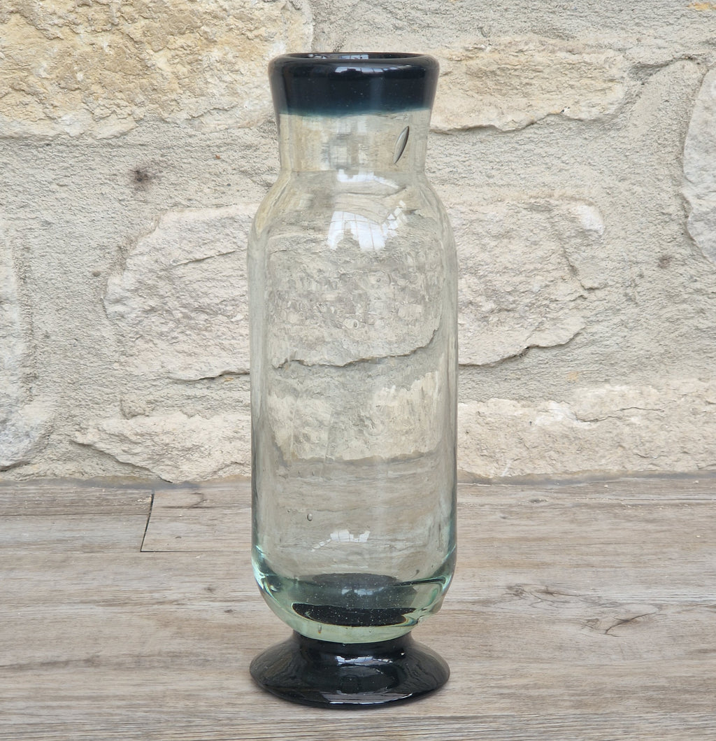 Rare Antique Regency Apothecary Jar c. 1800-1830 English Heavy Lead Crystal Specimen Glass with Fused Inky Blue-Black Rim & Foot