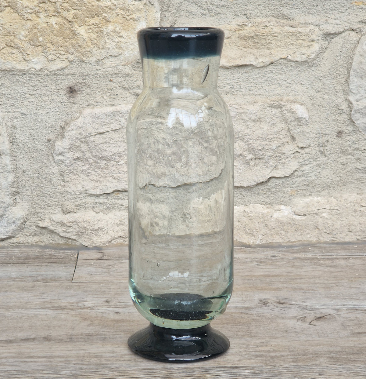 Rare Antique Regency Apothecary Jar c. 1800-1830 English Heavy Lead Crystal Specimen Glass with Fused Inky Blue-Black Rim & Foot