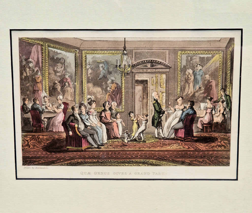 Thomas Rowlandson Lithograph Print 'Quae Genus, Gives A Grand Party' Framed Wall Art