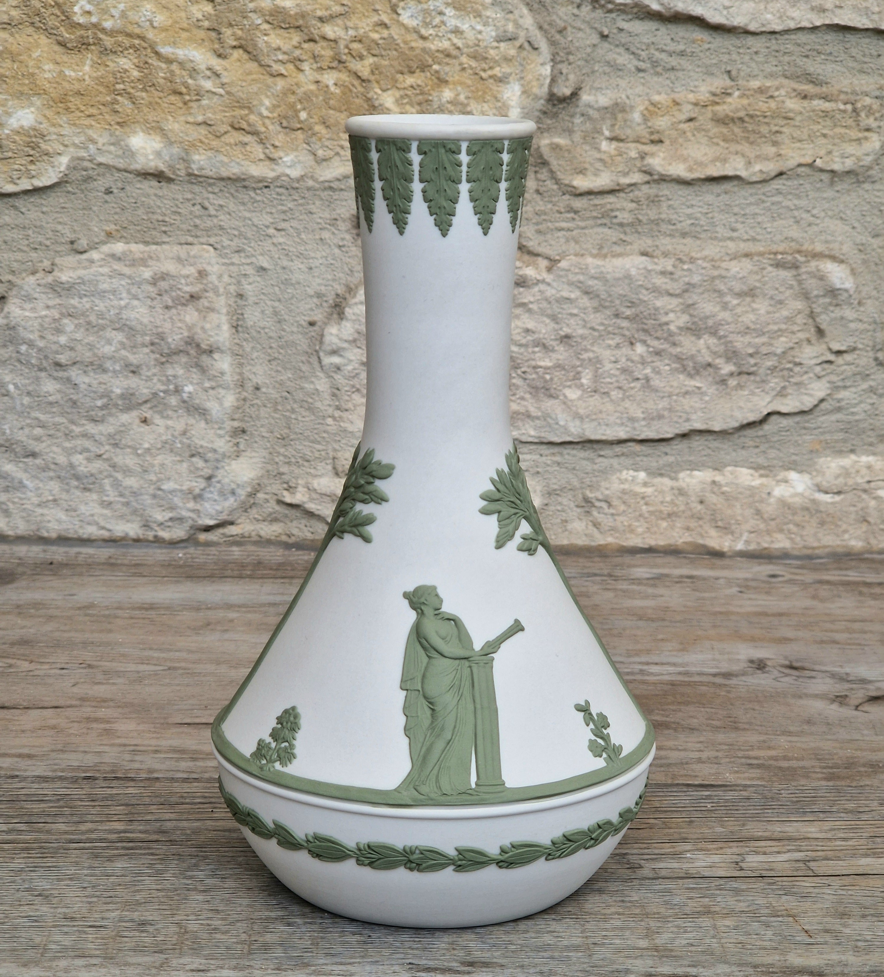 Vintage Wedgwood Jasperware Sage on White Parnassus Vase