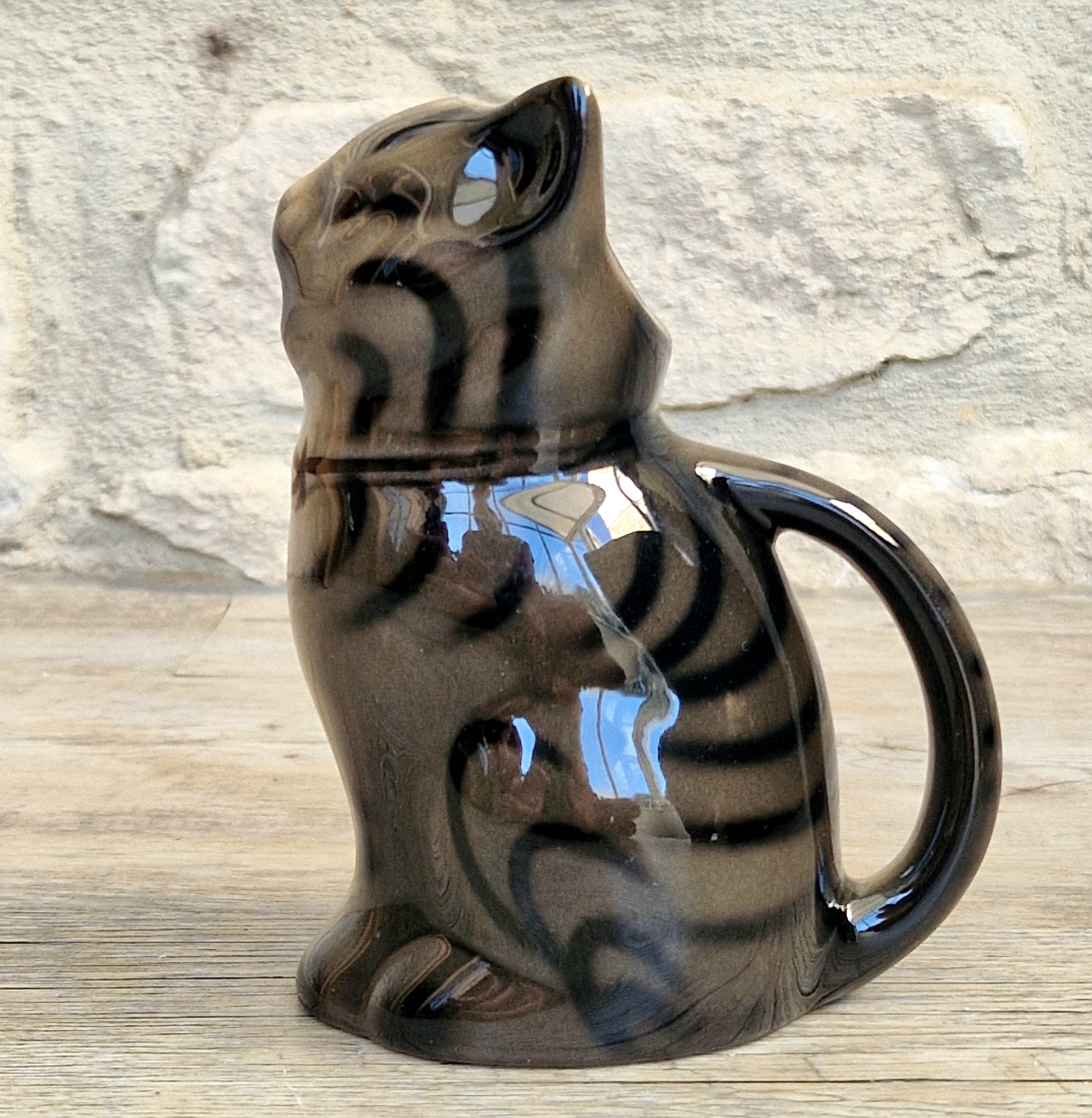 Vintage 1970's Tony Wood Studio Ceramic Bengal Cat Creamer Jug