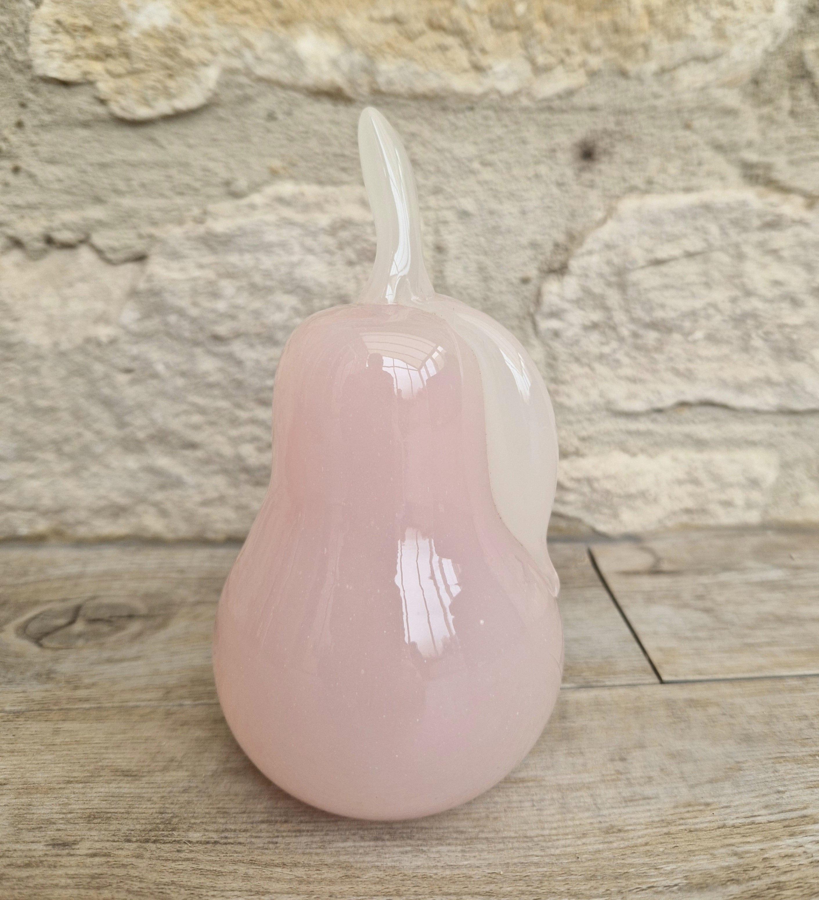 Pink Murano Glass Pear Ornament Archimede Seguso Alabastro Opaline 1950's Vintage Rare