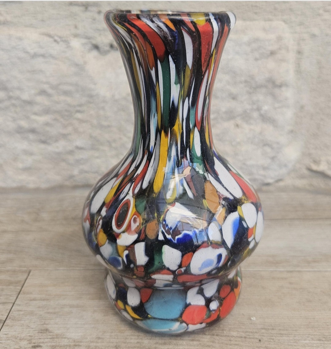 Vintage Italian Fratelli Toso Murano Vase 13cm Tall Multicoloured Hand Blown