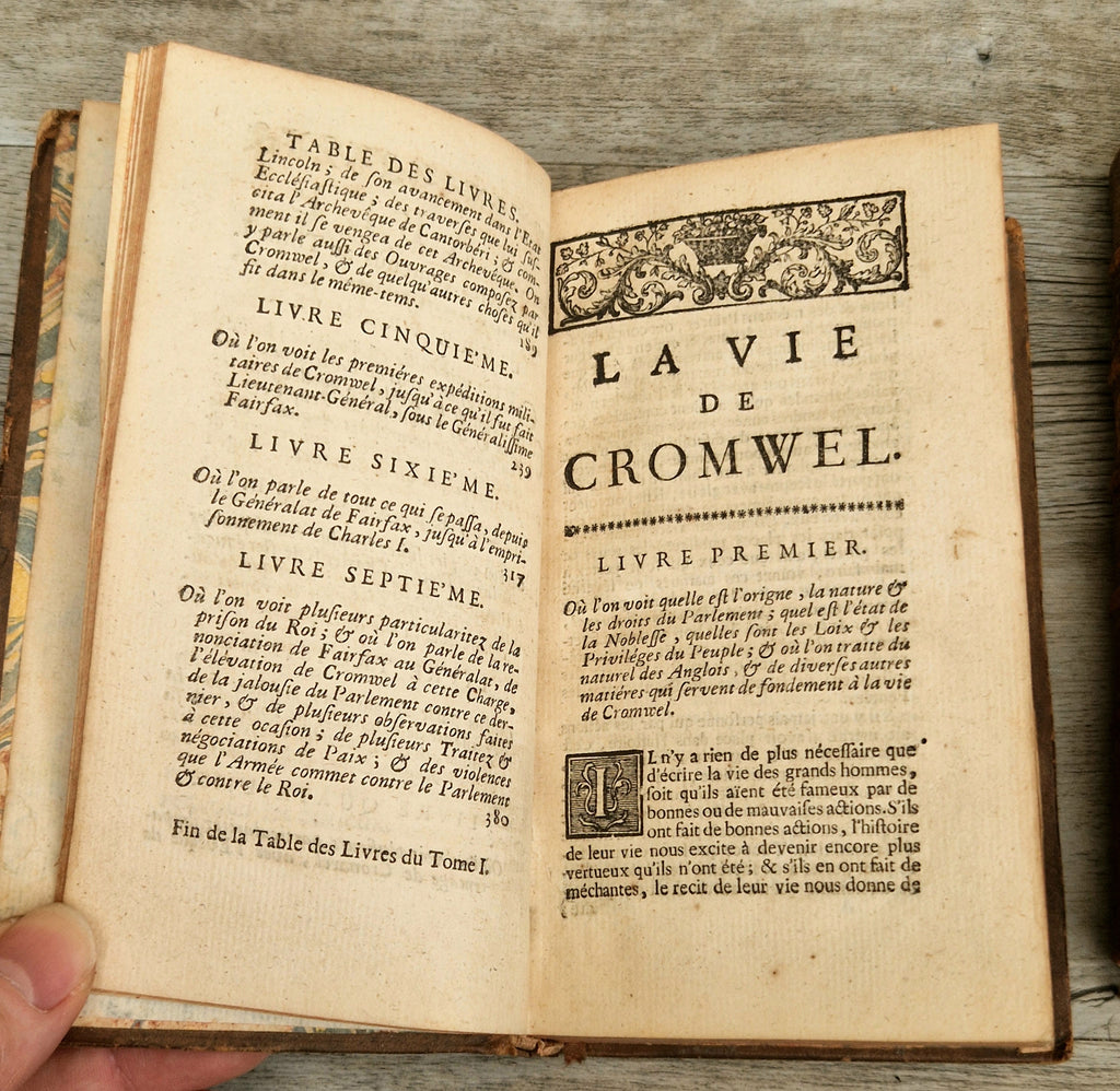 La Vie D'Oliver Cromwell 1746 Gregoire Leti Very Rare 2 Volume Antiquarian Book French