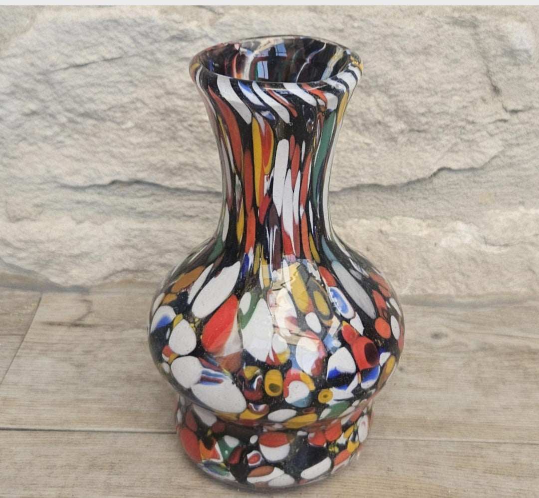 Vintage Italian Fratelli Toso Murano Vase 13cm Tall Multicoloured Hand Blown