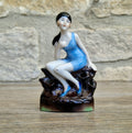 Art Deco Flapper Girl Bathing Belle Figure Ornament Ceramic Hat Pin Holder Continental 1930's