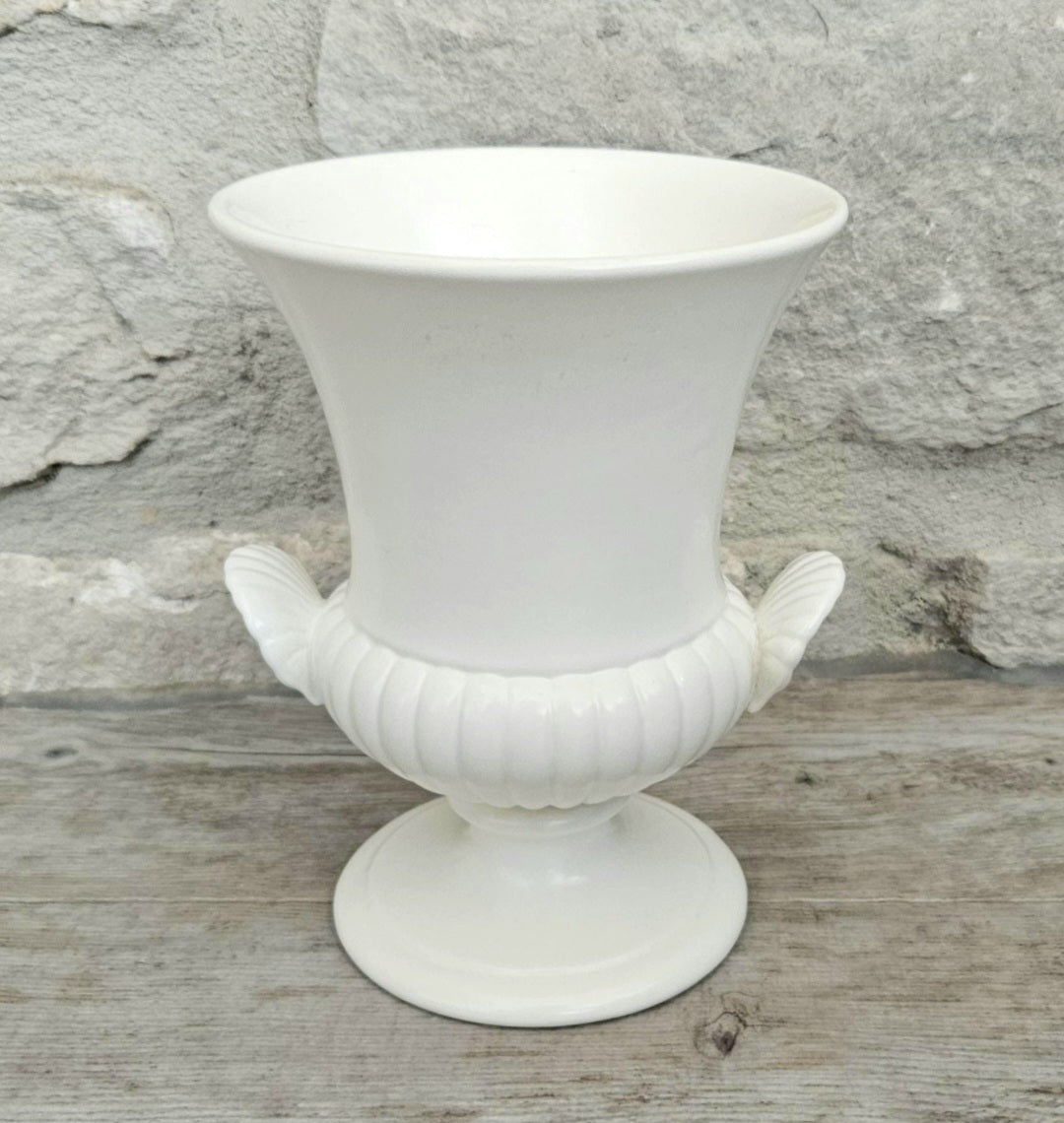 Vintage Wedgwood Moonstone Mantel Urn Vase 5 Inch Shell Handles Made in England Collectible Decor