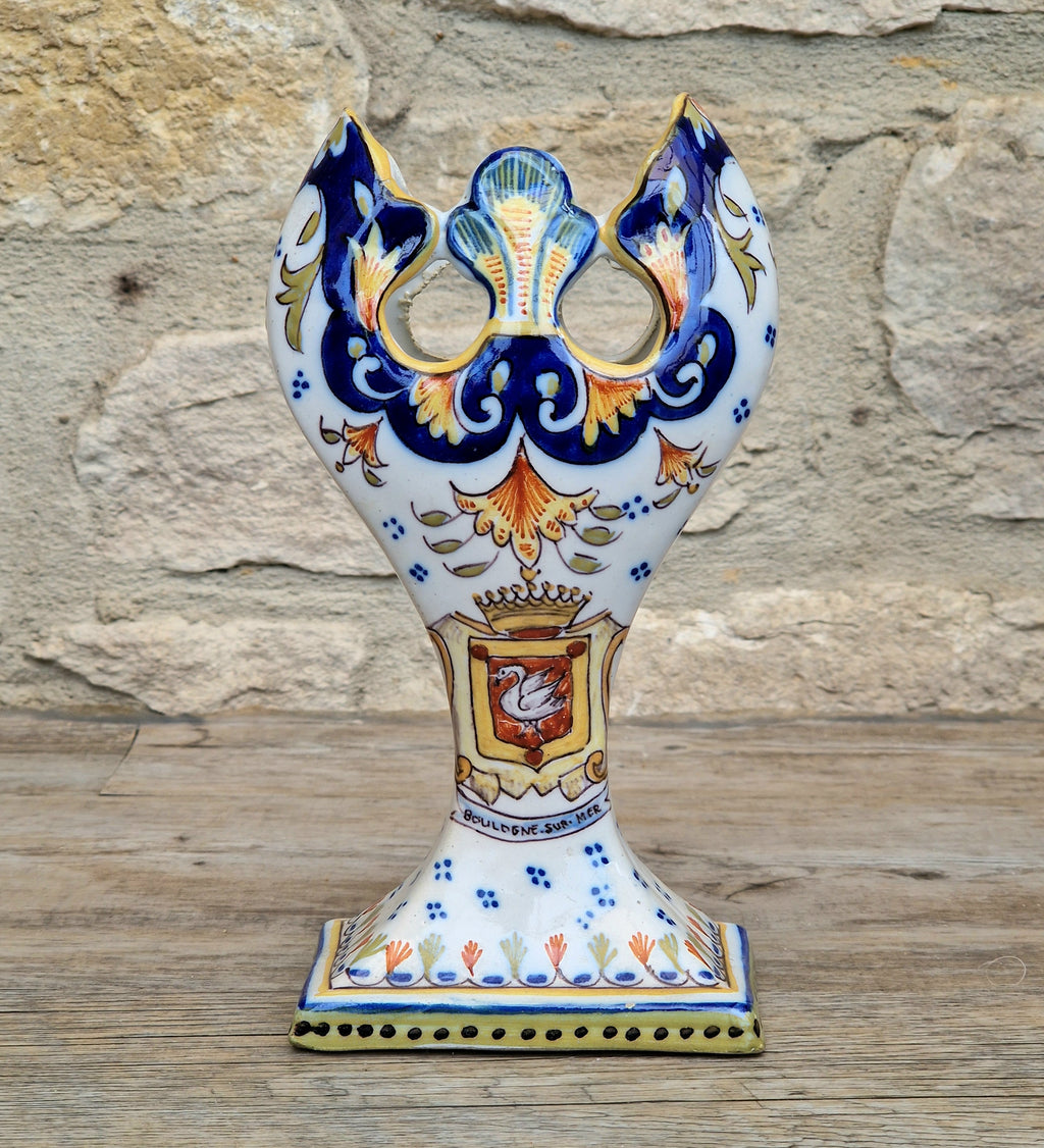 Geo Martel Faience Tulip Vase: Boulogne Sur Mer Art Nouveau Ceramic