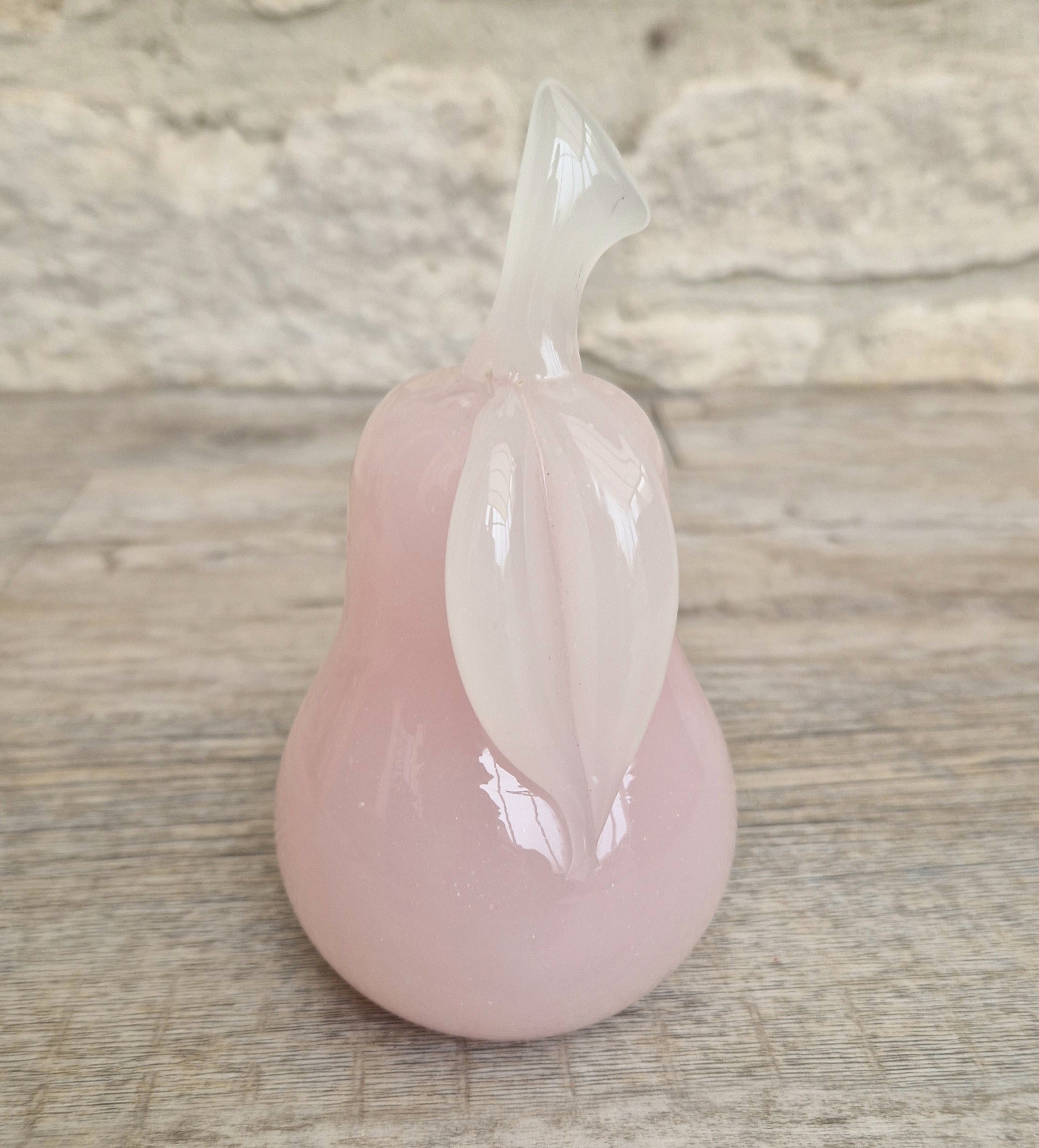 Pink Murano Glass Pear Ornament Archimede Seguso Alabastro Opaline 1950's Vintage Rare