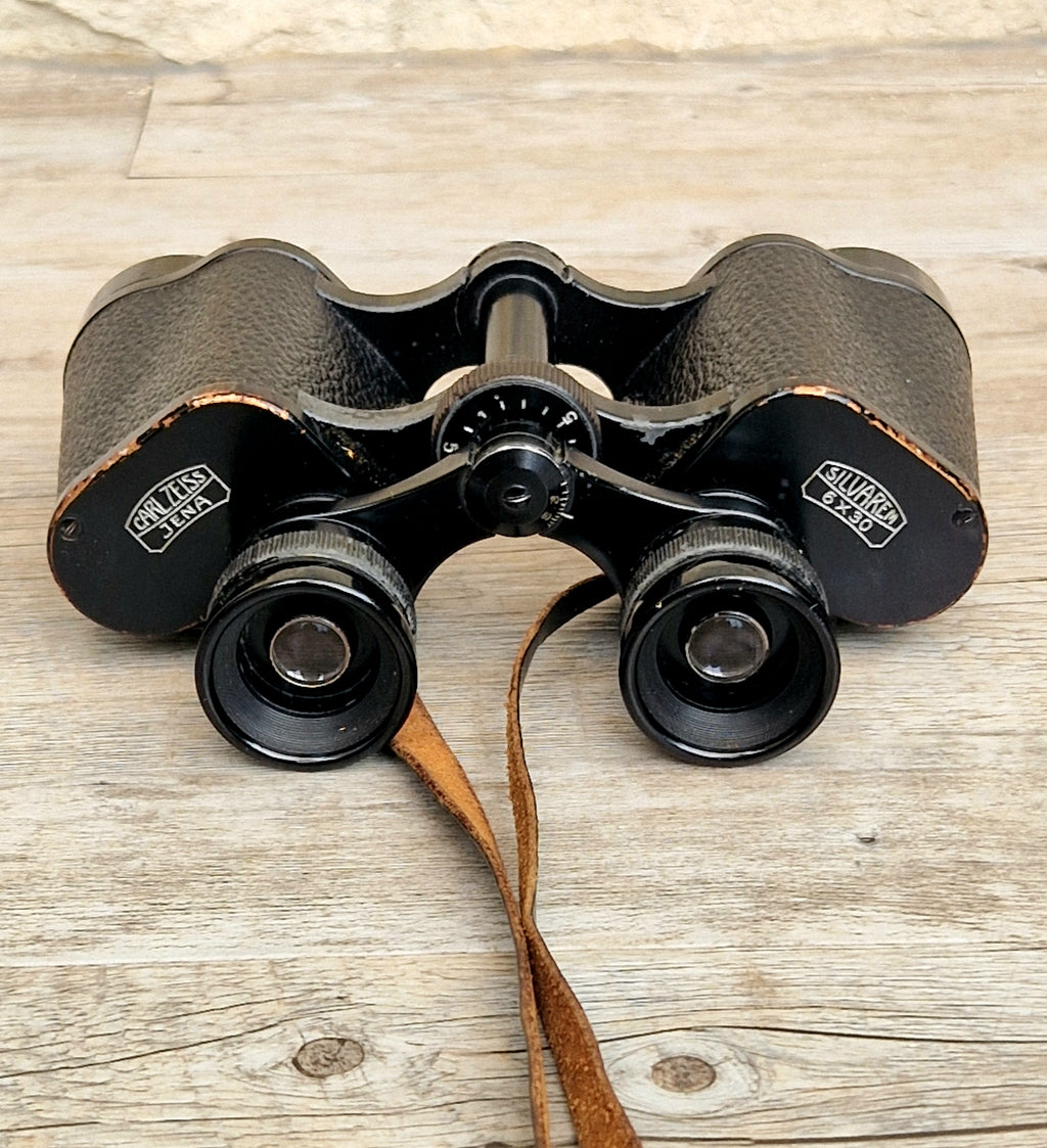 Vintage 1936 Carl Zeiss Jena Silvarem 6x30 Binoculars Coated Optics Fully Functional