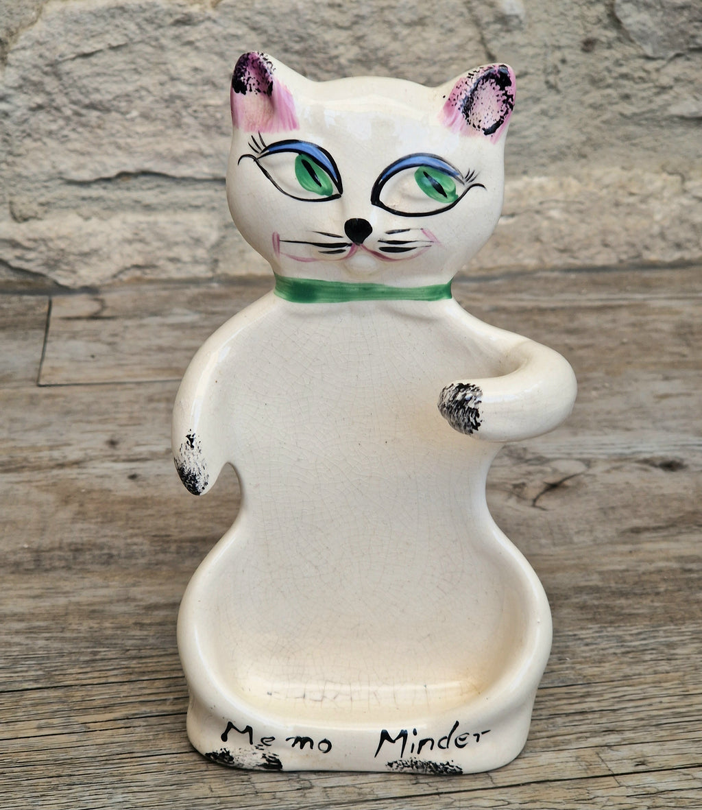 Cat Memo Minder Notepad Holder Midcentury Ceramic Stylised Cat Howard Holt Style