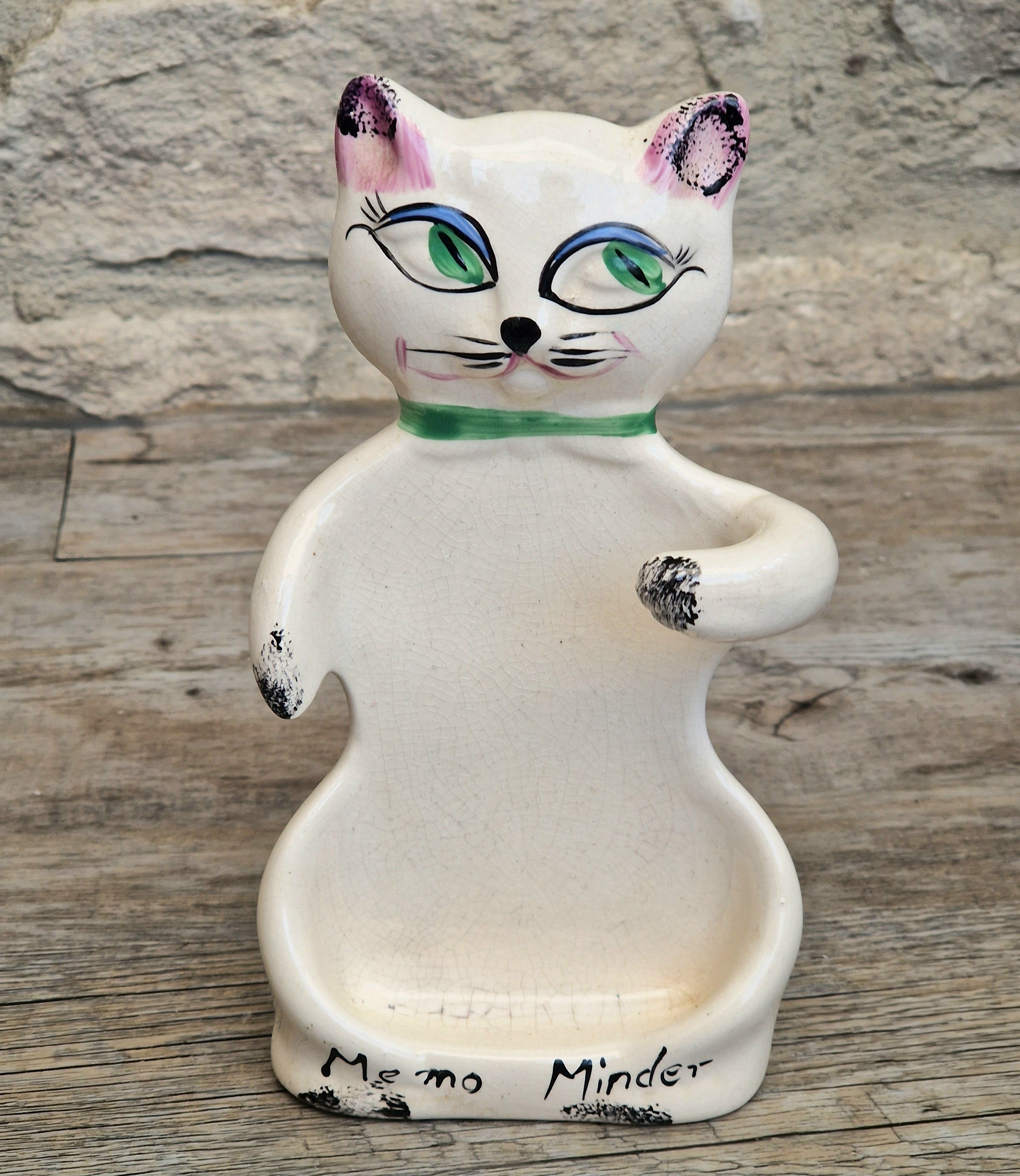 Cat Memo Minder Notepad Holder Midcentury Ceramic Stylised Cat Howard Holt Style