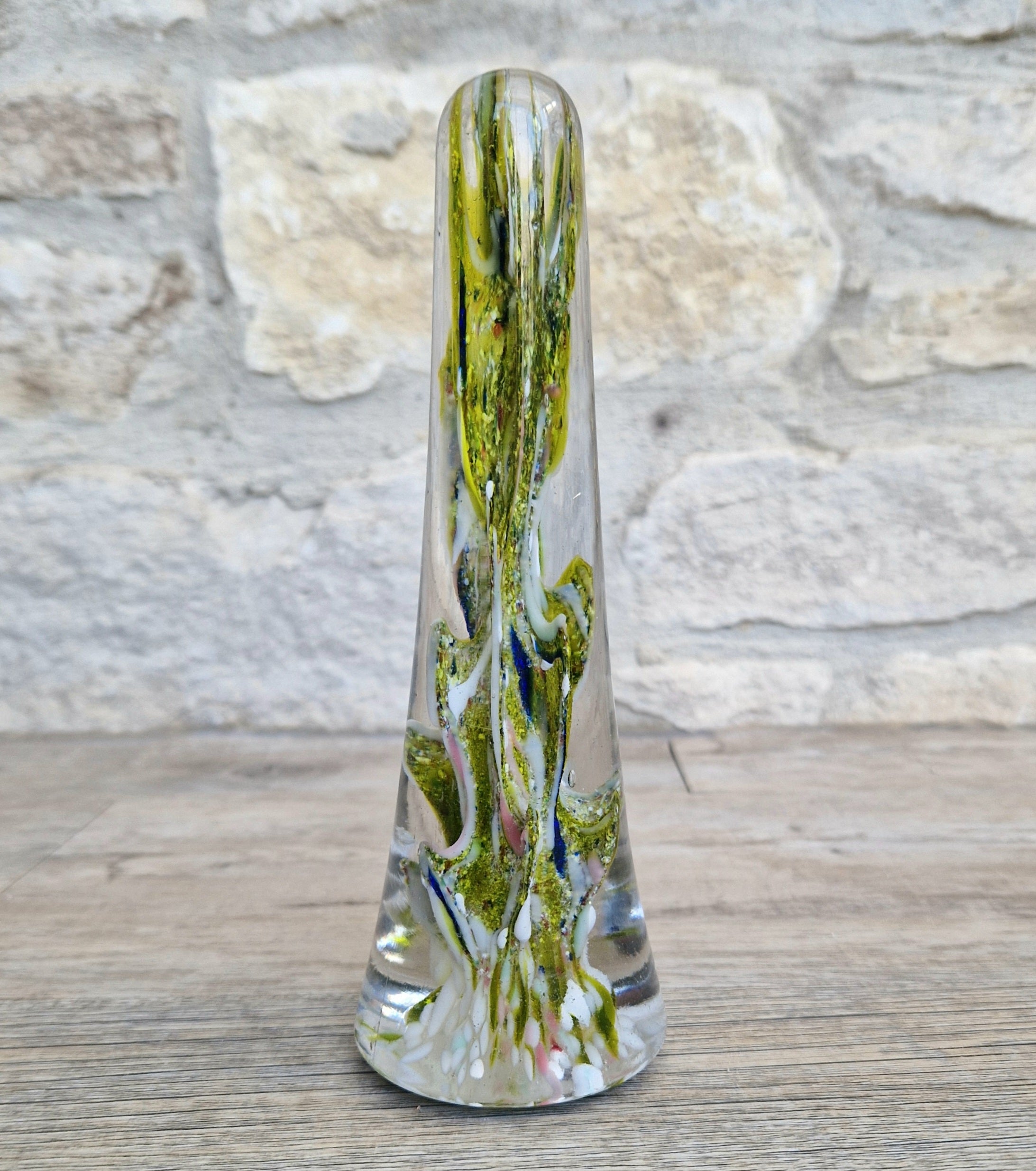 Devil's Fire Tower Green Art Glass Obelisk Paperweight 18.4cm 19th Century
