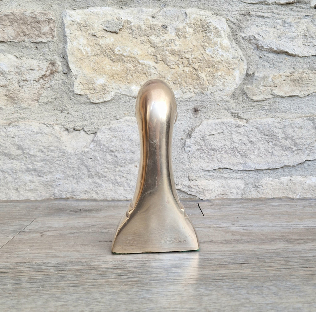 1950s Brass Duck Head Figurine Single Brass Duck Bookend Ornament