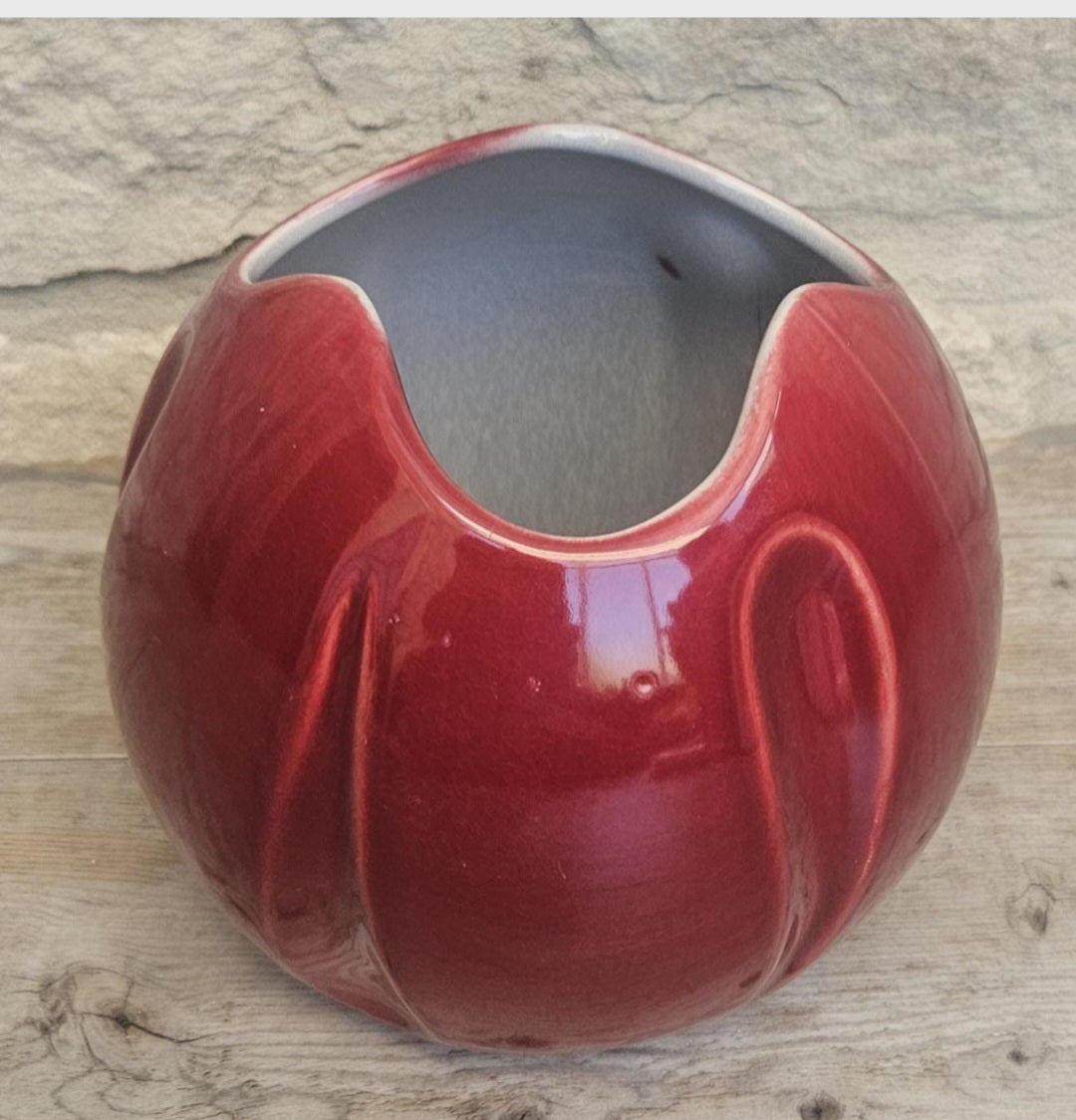 Vintage Art Deco Style Globe Vase Cerise Tulip Vase Made in England