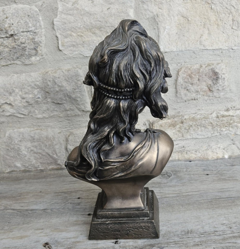 Vintage 2001 Large Resin Female Bust by Crosa Cold Cast Bronze Effect Very Heavy 32cm Tall