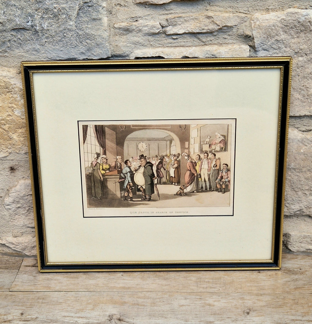 Thomas Rowlandson Lithograph Print 'Quae Genus, In Search Of Service' Framed Wall Art
