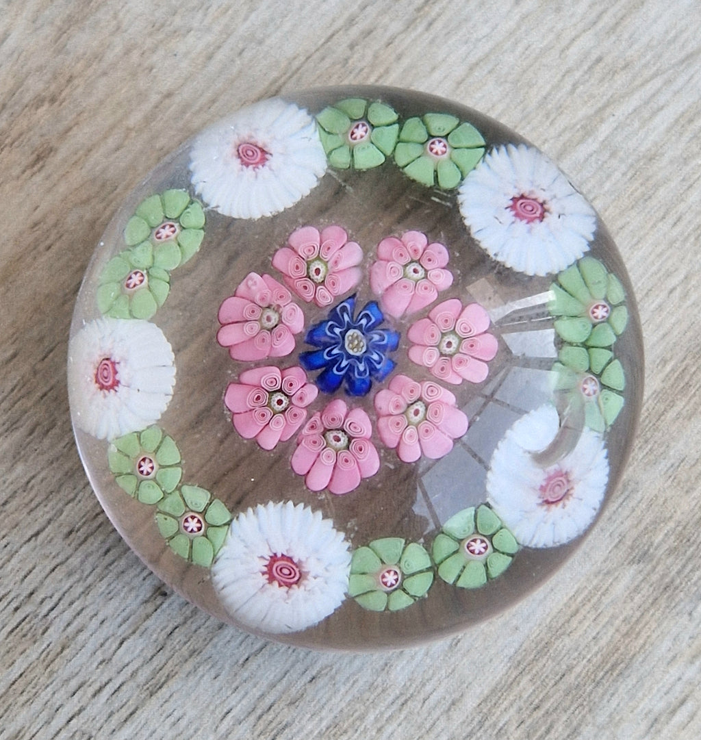 Antique Clichy Miniature Spaced Millefiori Glass Paperweight – c.1850 – 4.6cm Bruised