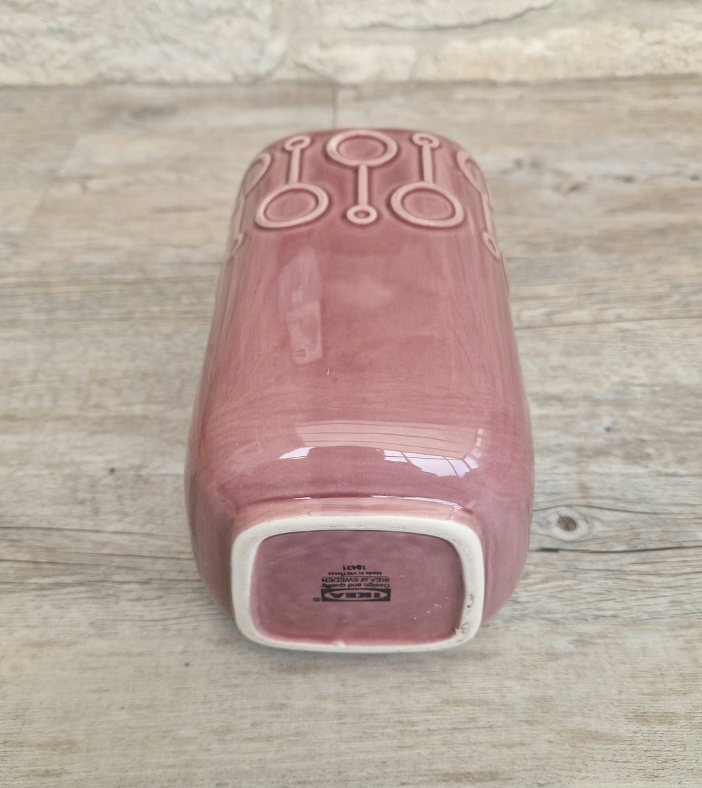 Vintage Pink Flower Vase IKEA Scandinavian Design, 7" Tall