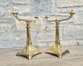 Louis XVI Revival Cast Brass Andirons Fire Dogs Wreath Relief Decoration Pair (c.1870–1900)