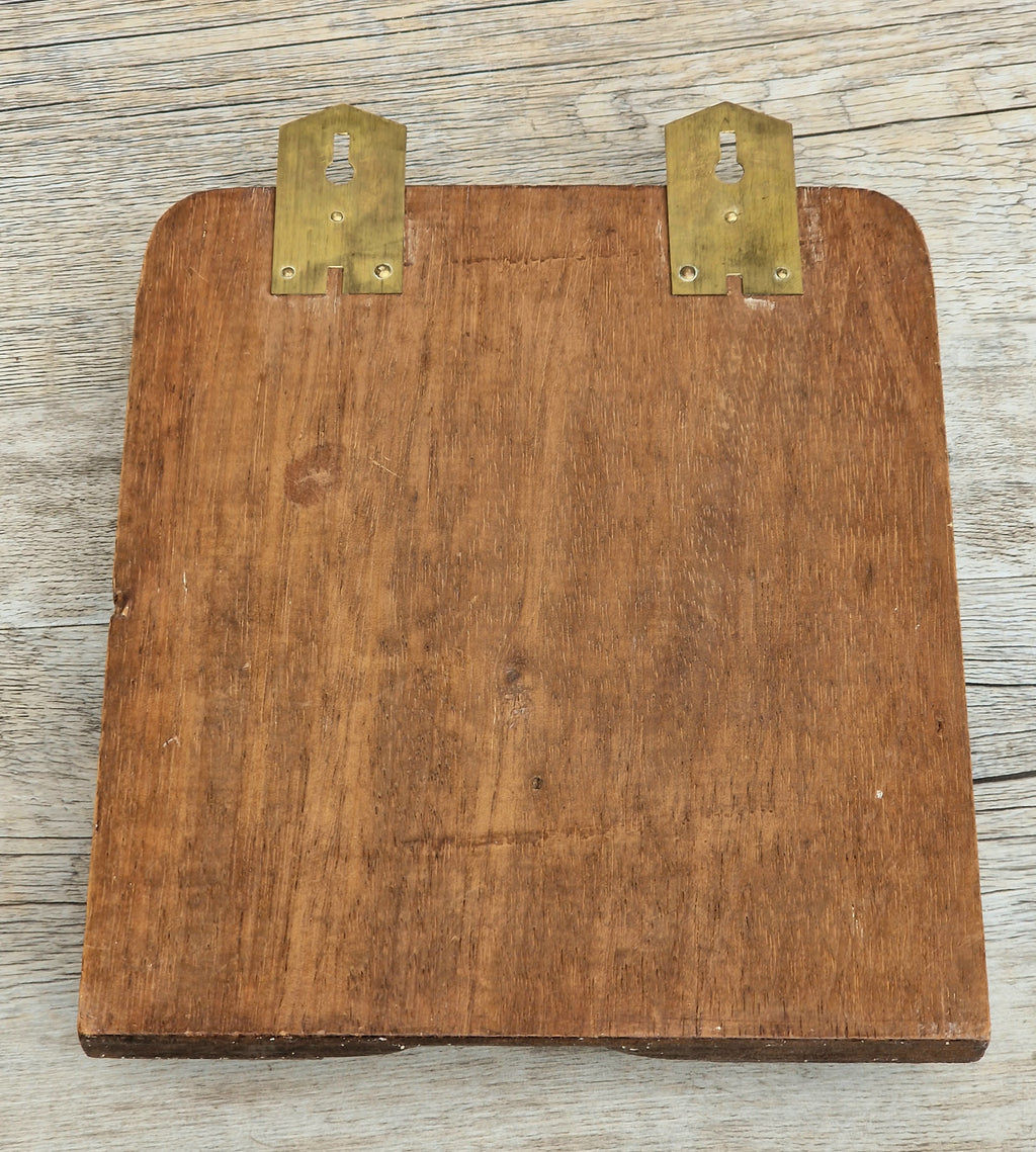 Antique Arts & Crafts Brass And Quarter Sawn Oak Gentleman's Wall Single Carved Letter Rack