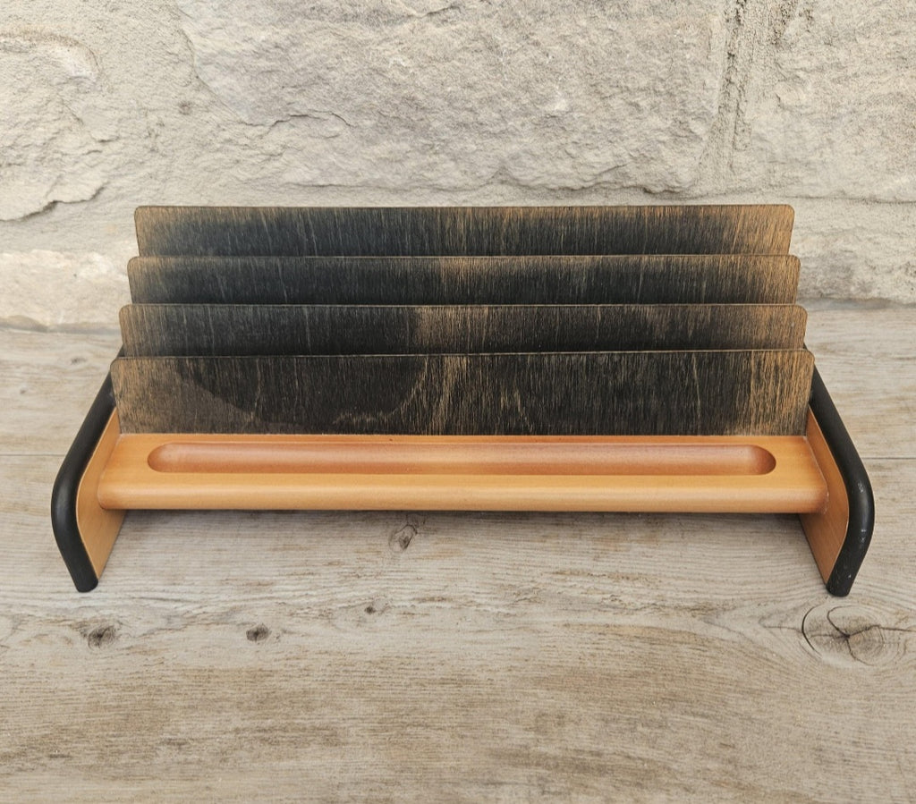 Midcentury Italian Wood Letter rack Giorgio Pizzitutti Designer Stylish Minimalist Decor
