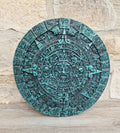 Vintage Green Malachite Composite Aztec Sun Stone Calendar Stone Wall Plaque
