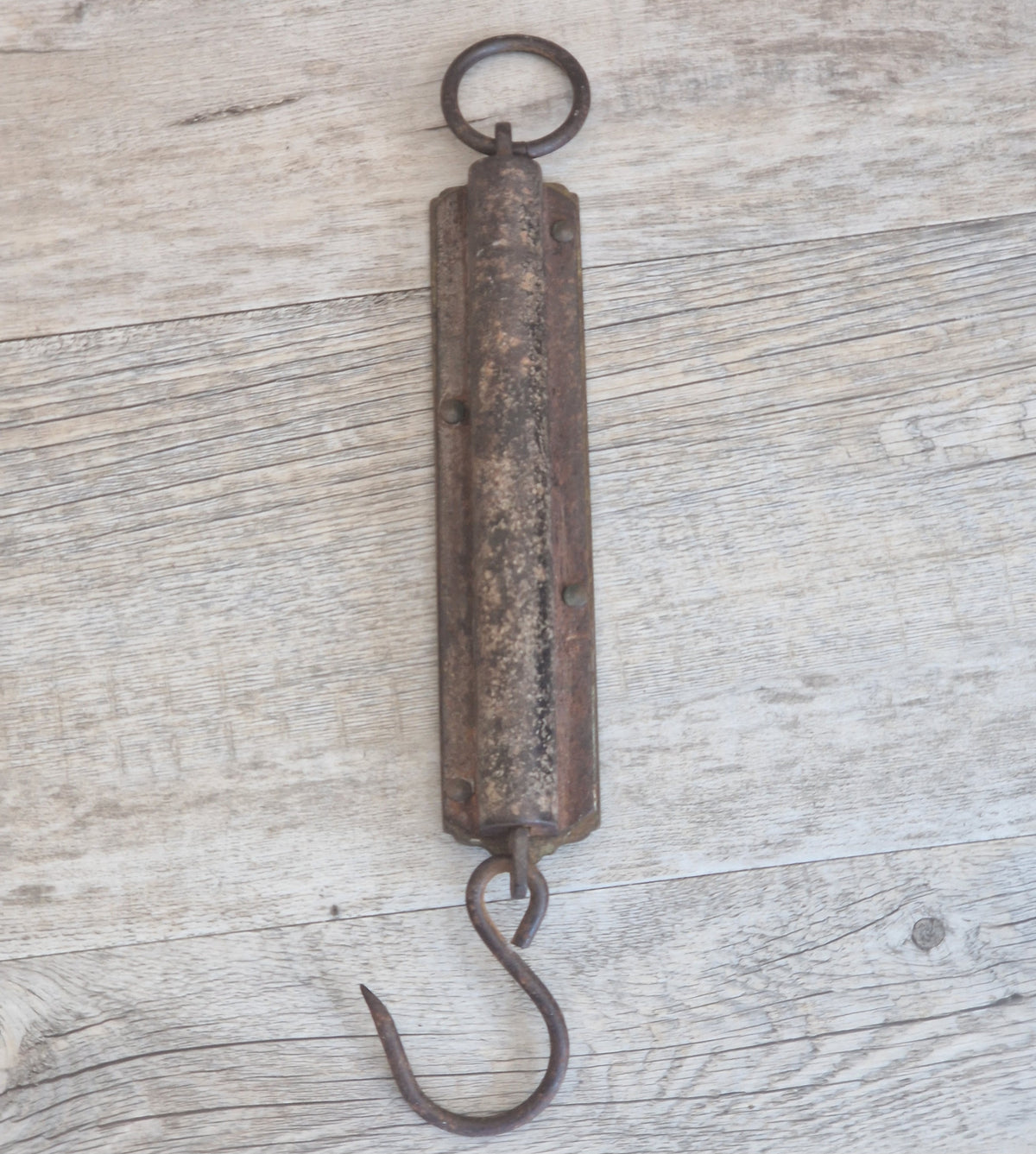 Antique Salter Improved Brass Spring Balance Scale Hanging Pocket Scales 32.5cm Working