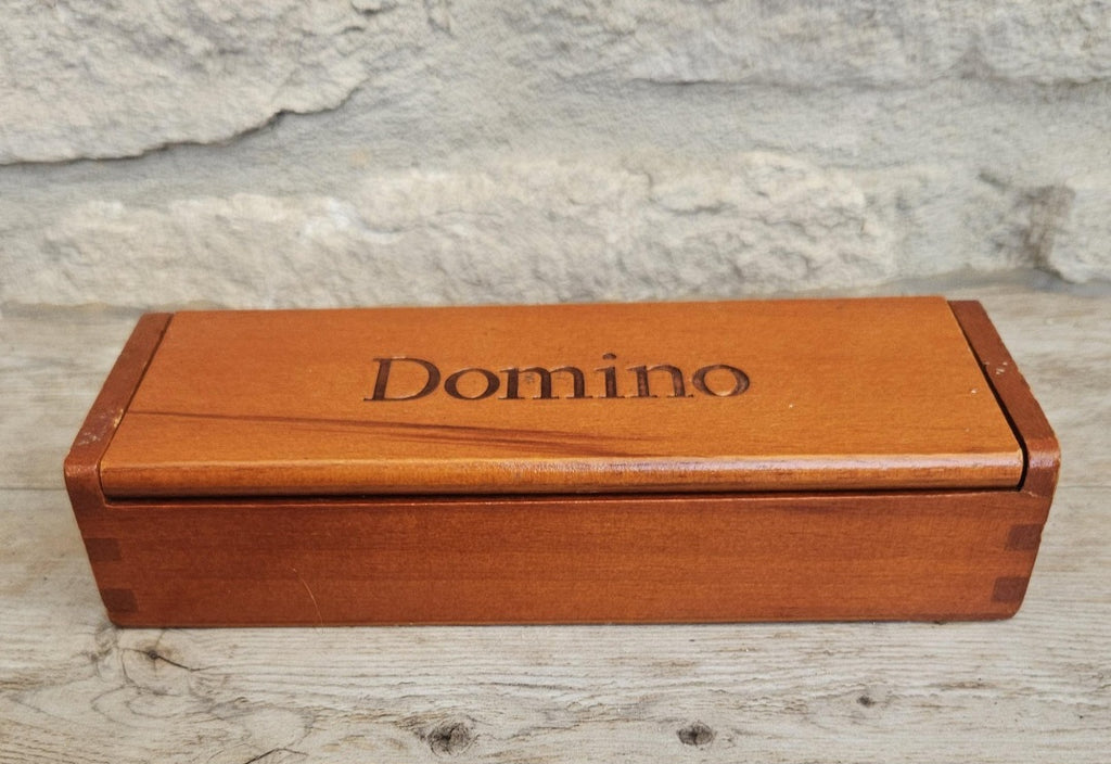 Vintage White Dominoes Set in Wooden Box Rustic Classic Game Gift