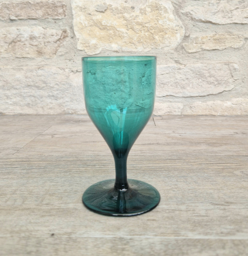 Fine Antique Georgian Tulip Bowl Green Wine Glass Snap Pontil c.1830