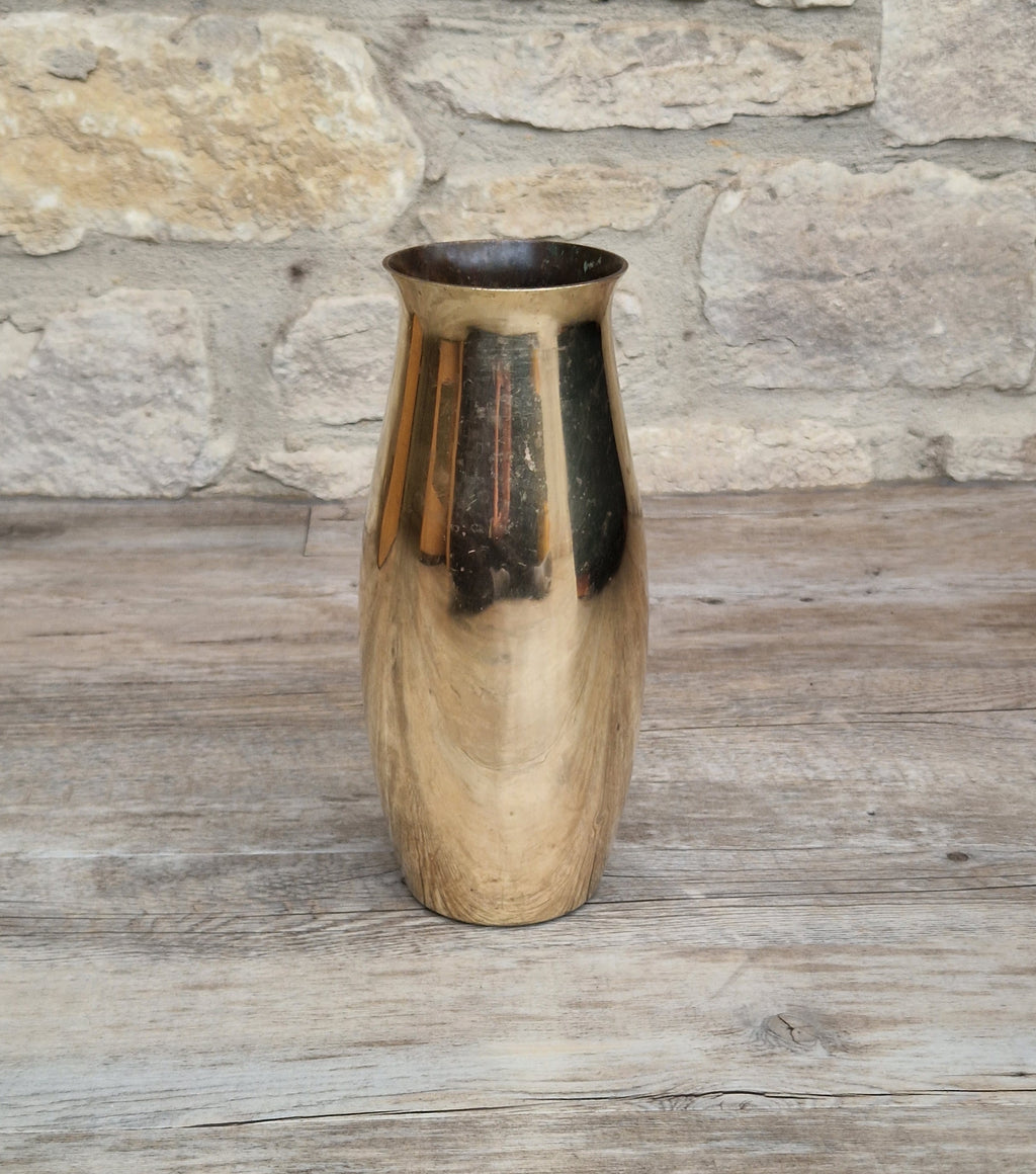 Art Deco Heavy Brass Baluster Vase Weighted Base Antique Brass Decor