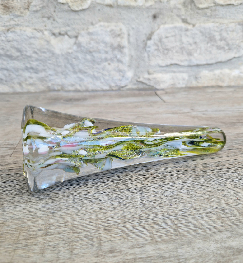 Devil's Fire Tower Green Art Glass Obelisk Paperweight 18.4cm 19th Century