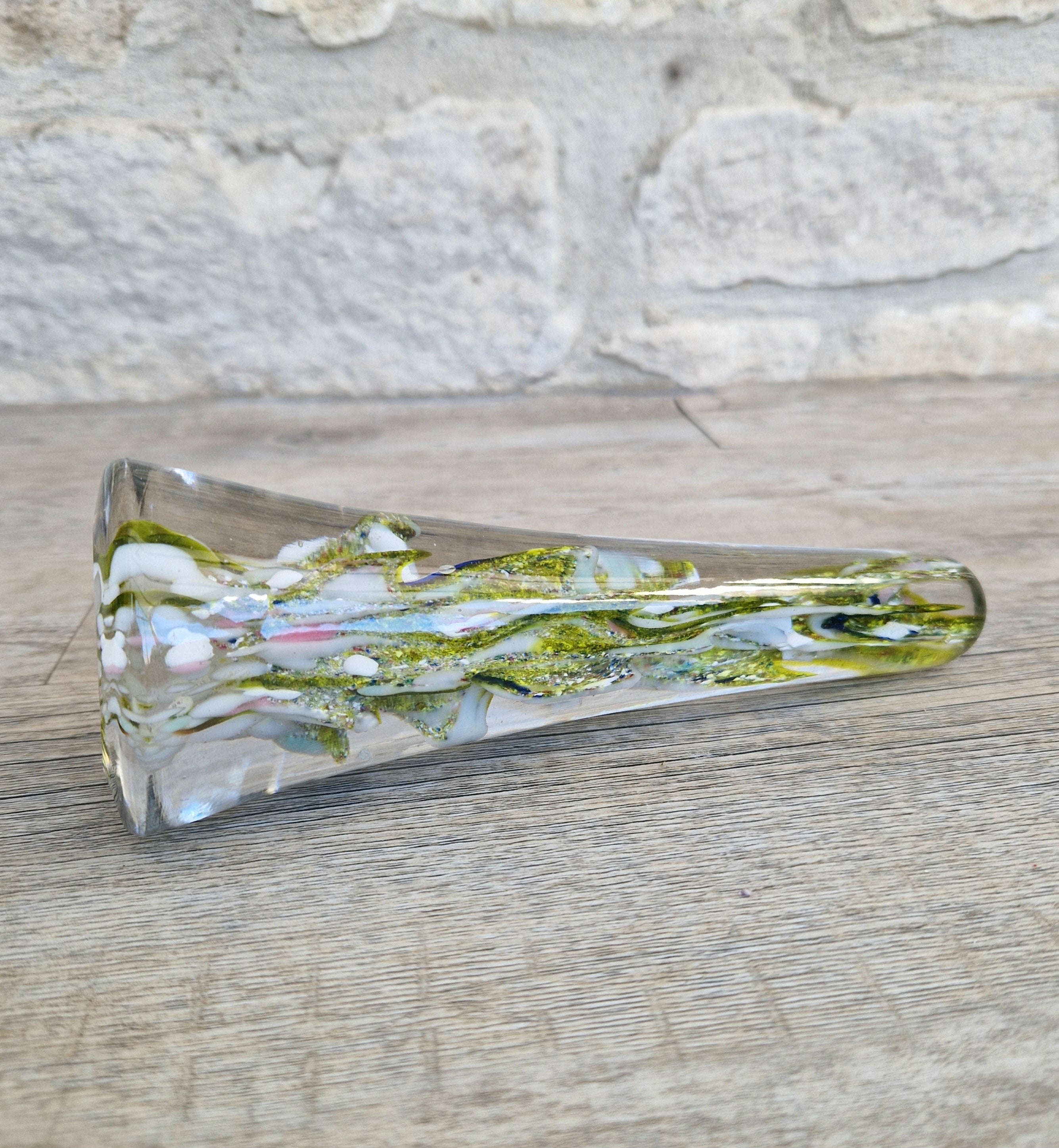 Devil's Fire Tower Green Art Glass Obelisk Paperweight 18.4cm 19th Century