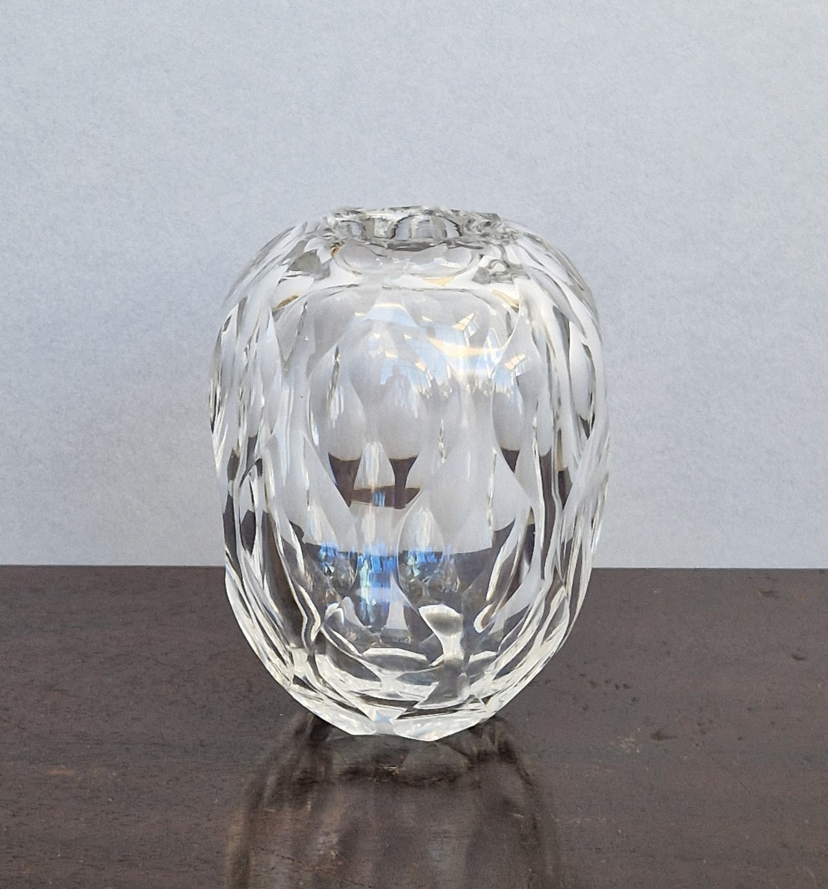 Antique 1930s Orrefors Sweden Sven Palmqvist Optic Cut Crystal Vase 1730/7 Art Deco